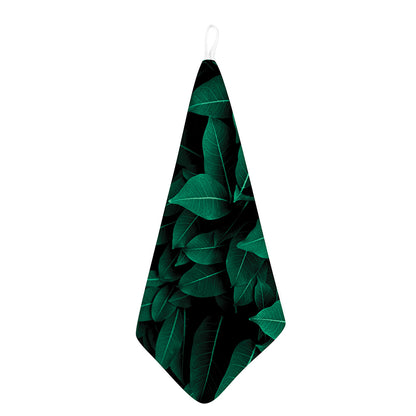 Natural Green Leaf Print Hand Towel