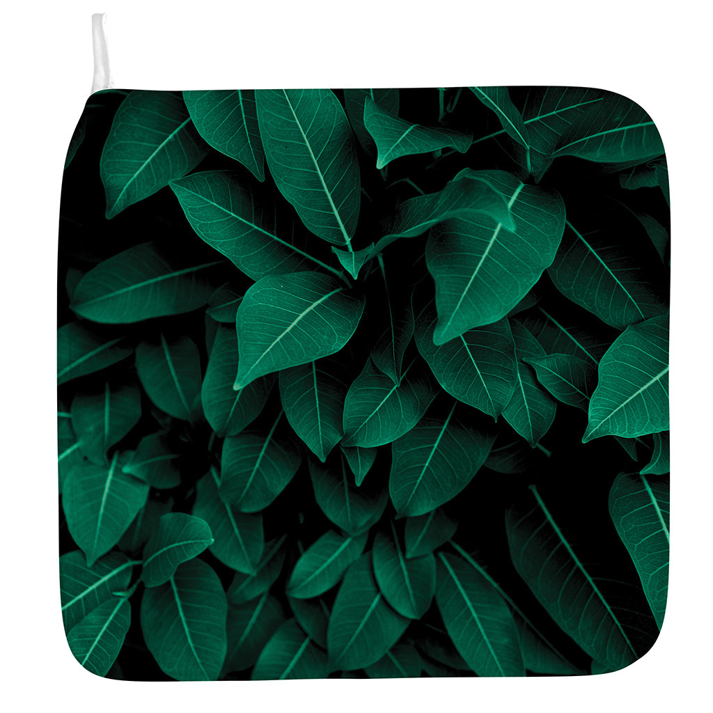 Natural Green Leaf Print Hand Towel