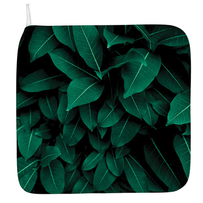 Natural Green Leaf Print Hand Towel