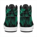 Natural Green Leaf Print High Top Leather Sneakers