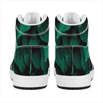 Natural Green Leaf Print High Top Leather Sneakers