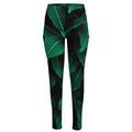 Natural Green Leaf Print High-Waisted Pocket Leggings