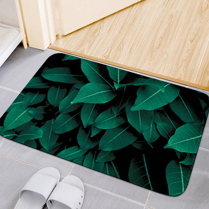 Natural Green Leaf Print Indoor Door Mat