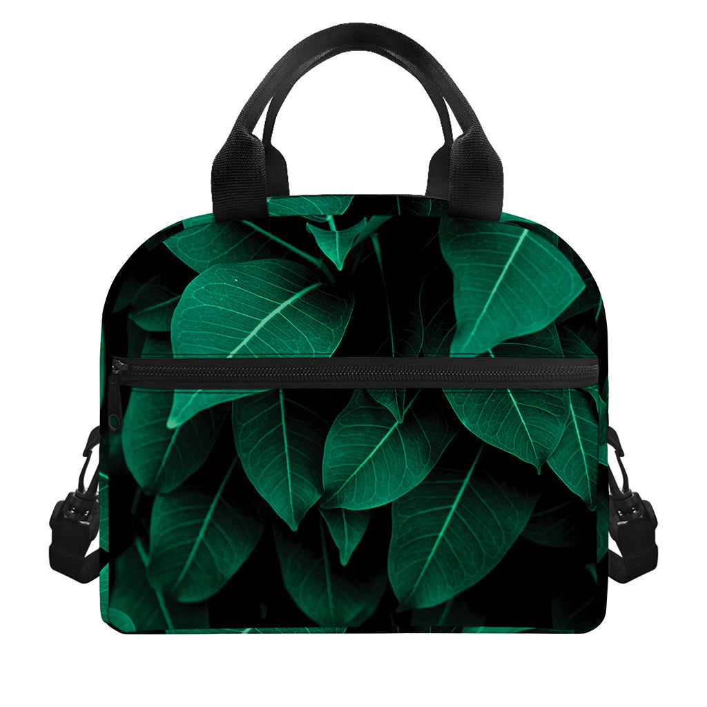 Natural Green Leaf Print Insulated Lunch Bag