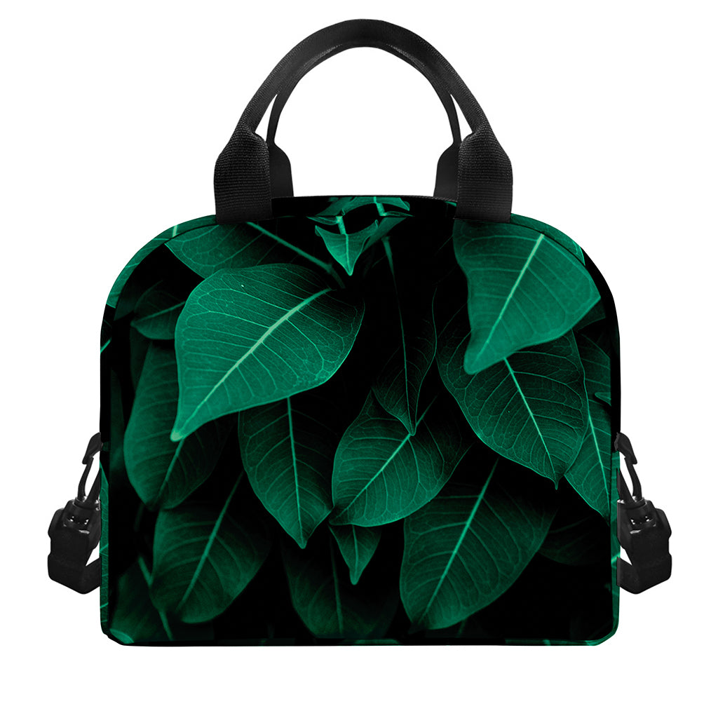 Natural Green Leaf Print Insulated Lunch Bag