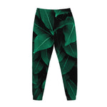 Natural Green Leaf Print Jogger Pants