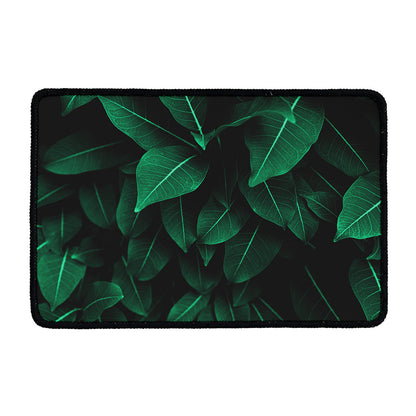 Natural Green Leaf Print Kitchen Mat