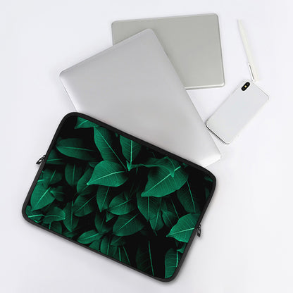 Natural Green Leaf Print Laptop Sleeve