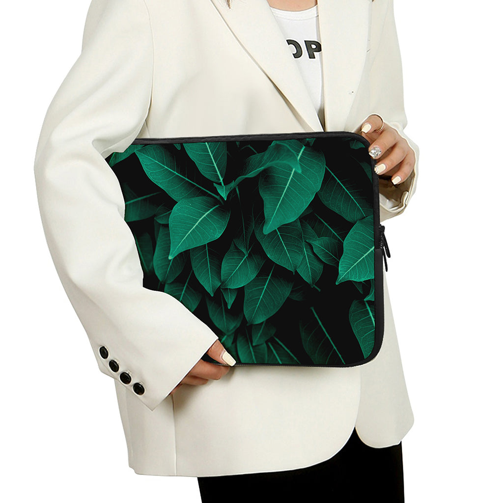 Natural Green Leaf Print Laptop Sleeve