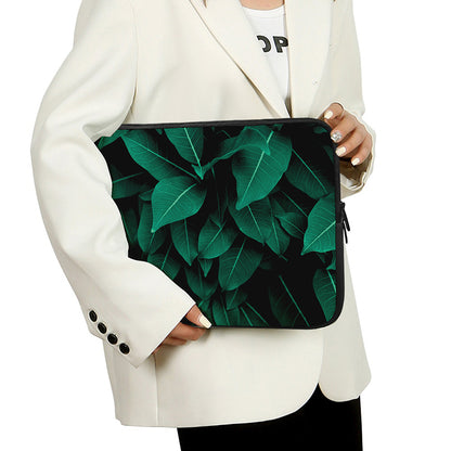 Natural Green Leaf Print Laptop Sleeve