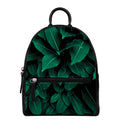 Natural Green Leaf Print Leather Backpack