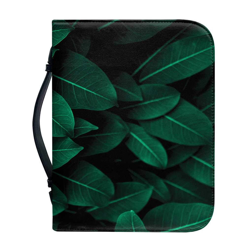 Natural Green Leaf Print Leather Bible Cover