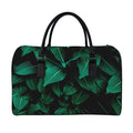 Natural Green Leaf Print Leather Duffel Bag
