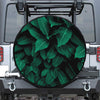 Natural Green Leaf Print Leather Spare Tire Cover