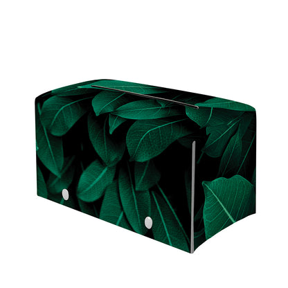 Natural Green Leaf Print Leather Tissue Box Cover