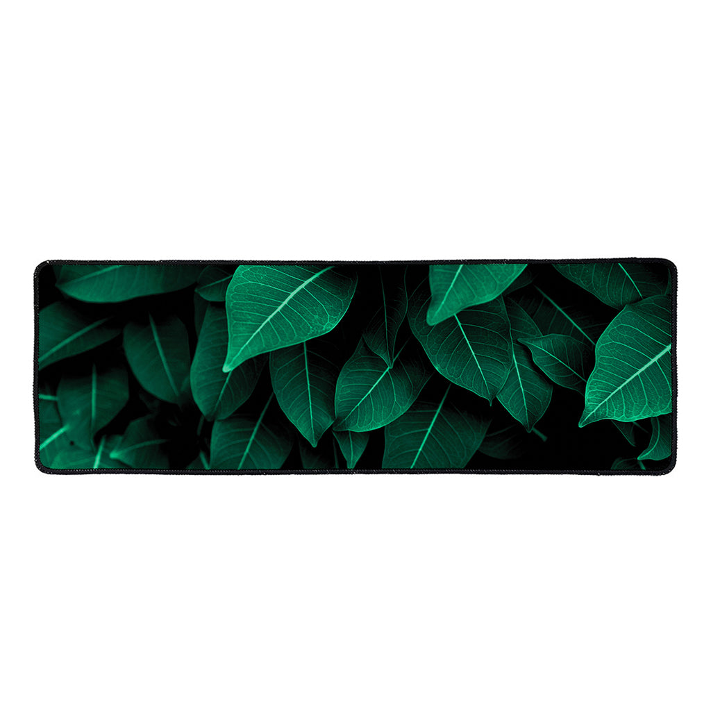 Natural Green Leaf Print Long Kitchen Mat