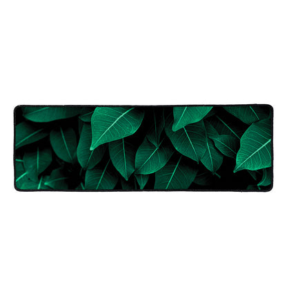 Natural Green Leaf Print Long Kitchen Mat