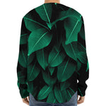 Natural Green Leaf Print Long Sleeve Baseball Jersey