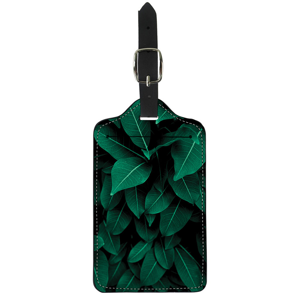 Natural Green Leaf Print Luggage Tag