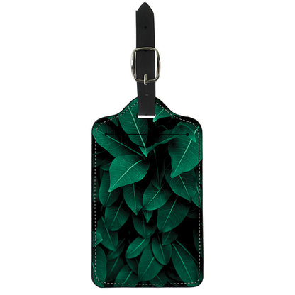Natural Green Leaf Print Luggage Tag