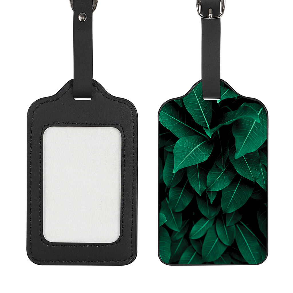 Natural Green Leaf Print Luggage Tag