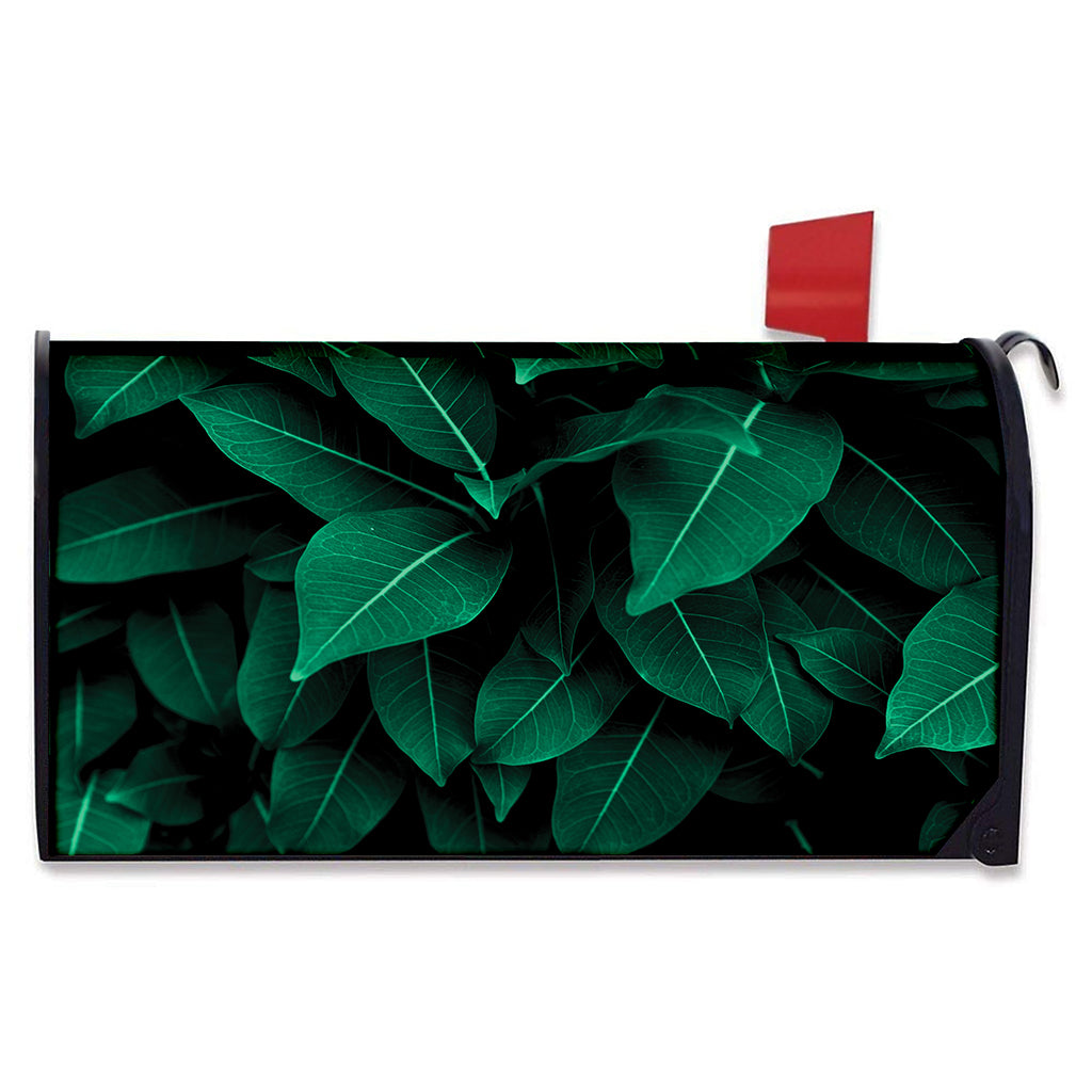 Natural Green Leaf Print Mailbox Cover