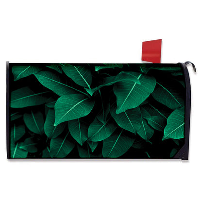 Natural Green Leaf Print Mailbox Cover
