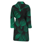 Natural Green Leaf Print Men's Bathrobe