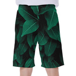 Natural Green Leaf Print Men's Beach Shorts