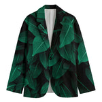 Natural Green Leaf Print Men's Blazer