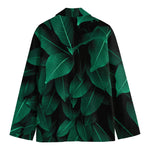 Natural Green Leaf Print Men's Blazer
