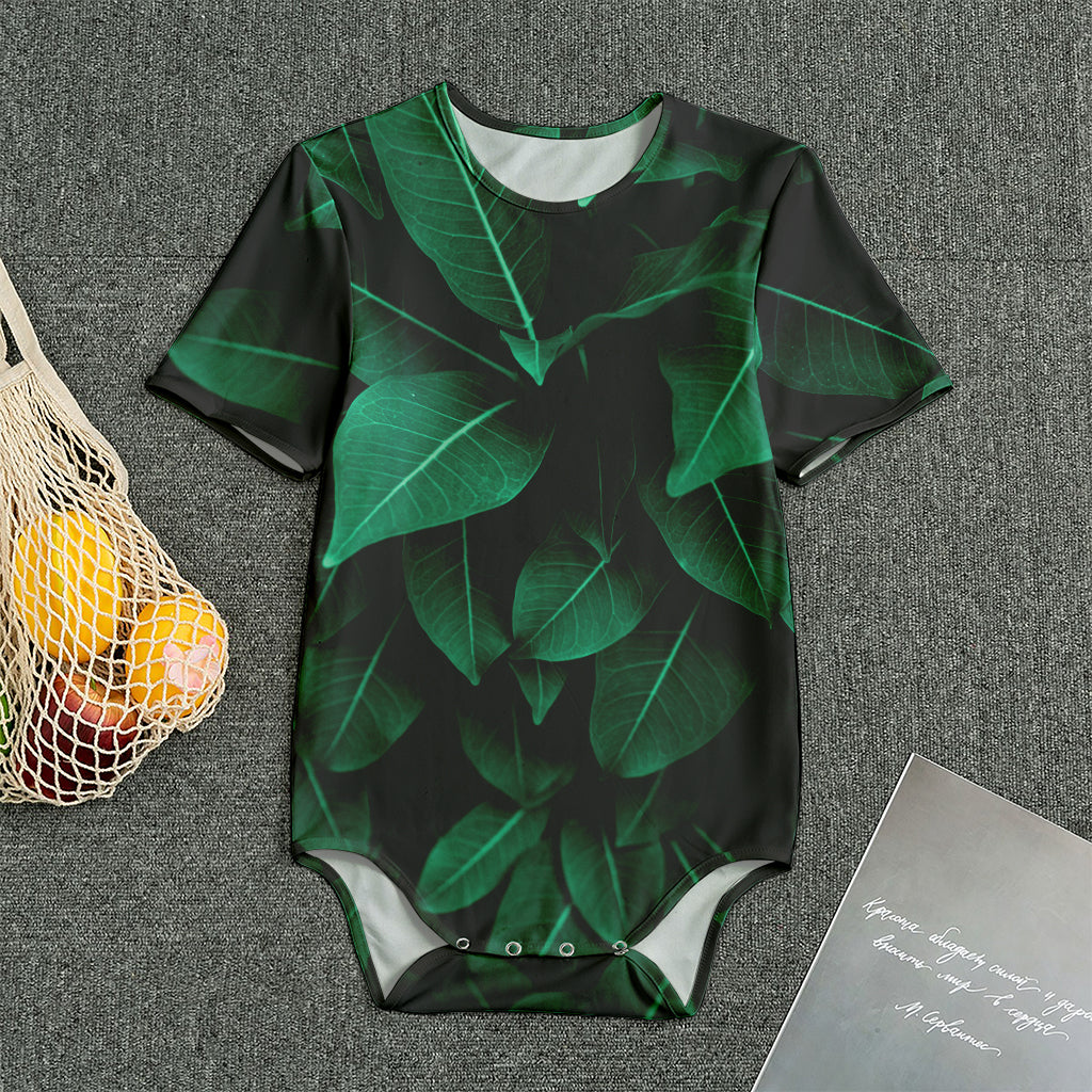 Natural Green Leaf Print Men's Bodysuit