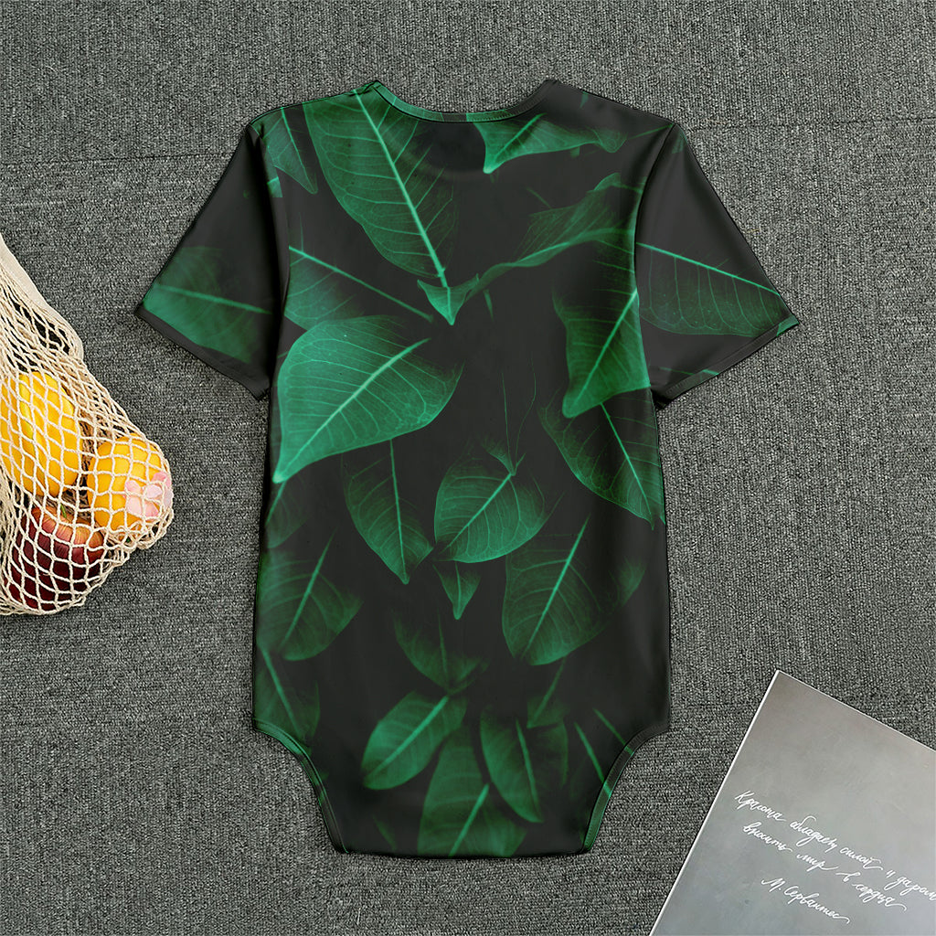 Natural Green Leaf Print Men's Bodysuit