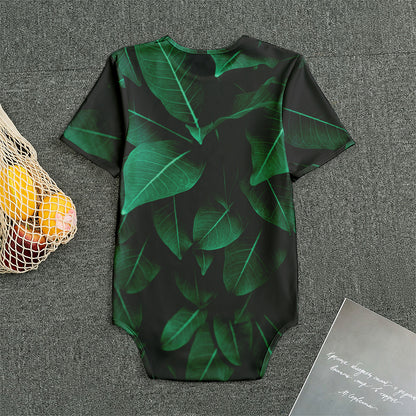 Natural Green Leaf Print Men's Bodysuit