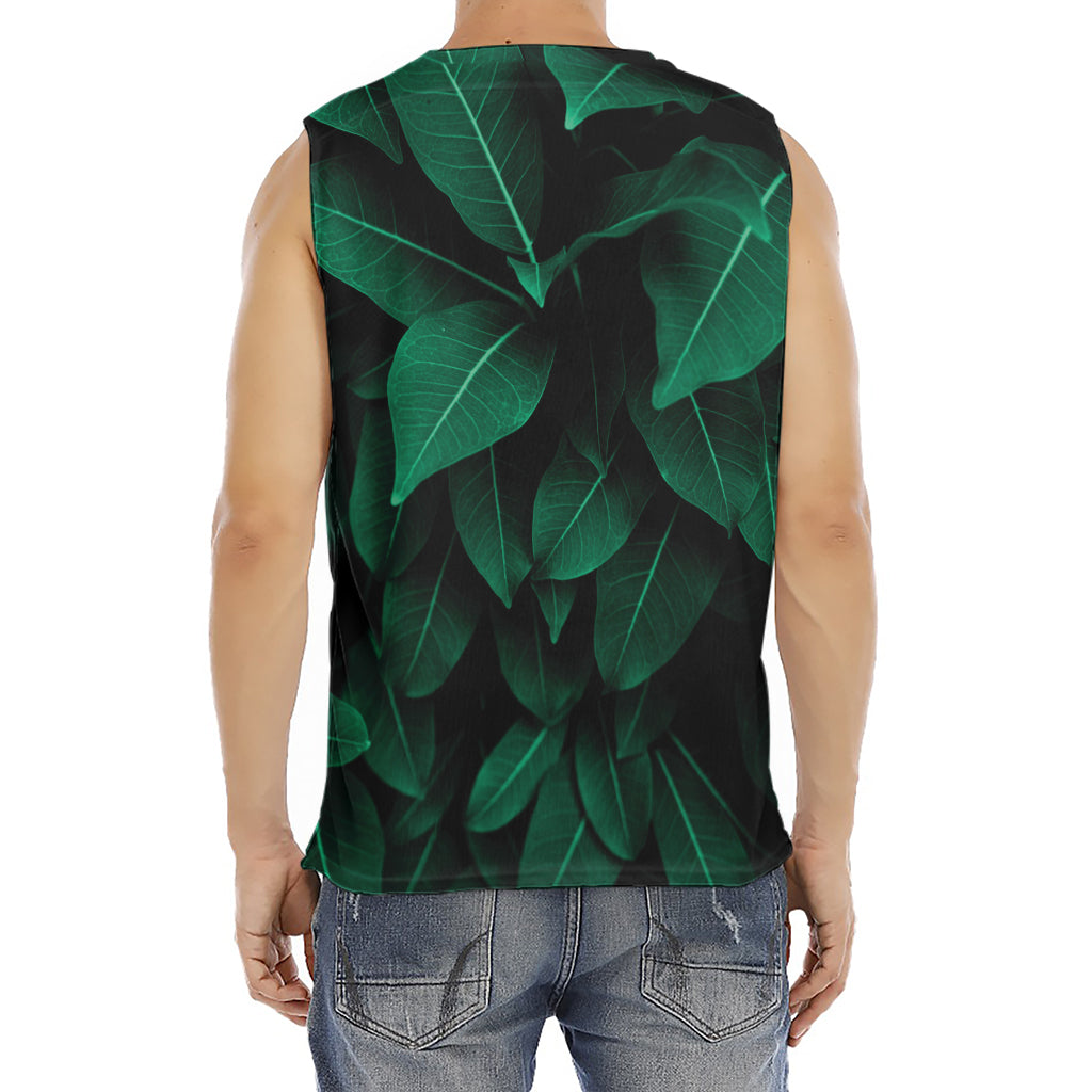 Natural Green Leaf Print Men's Fitness Tank Top