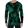 Natural Green Leaf Print Men's Long Sleeve T-Shirt