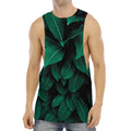 Natural Green Leaf Print Men's Muscle Tank Top