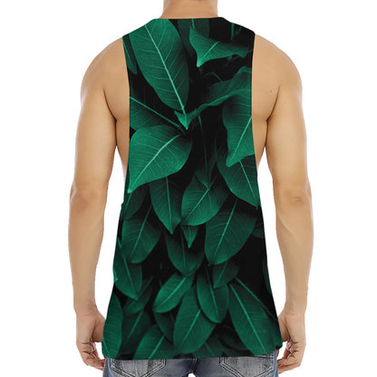 Natural Green Leaf Print Men's Muscle Tank Top