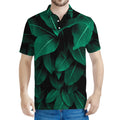 Natural Green Leaf Print Men's Polo Shirt