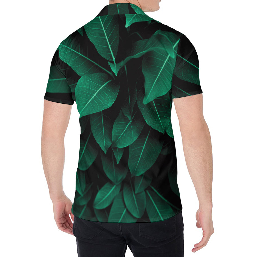 Natural Green Leaf Print Men's Shirt