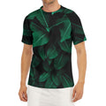 Natural Green Leaf Print Men's Short Sleeve Rash Guard