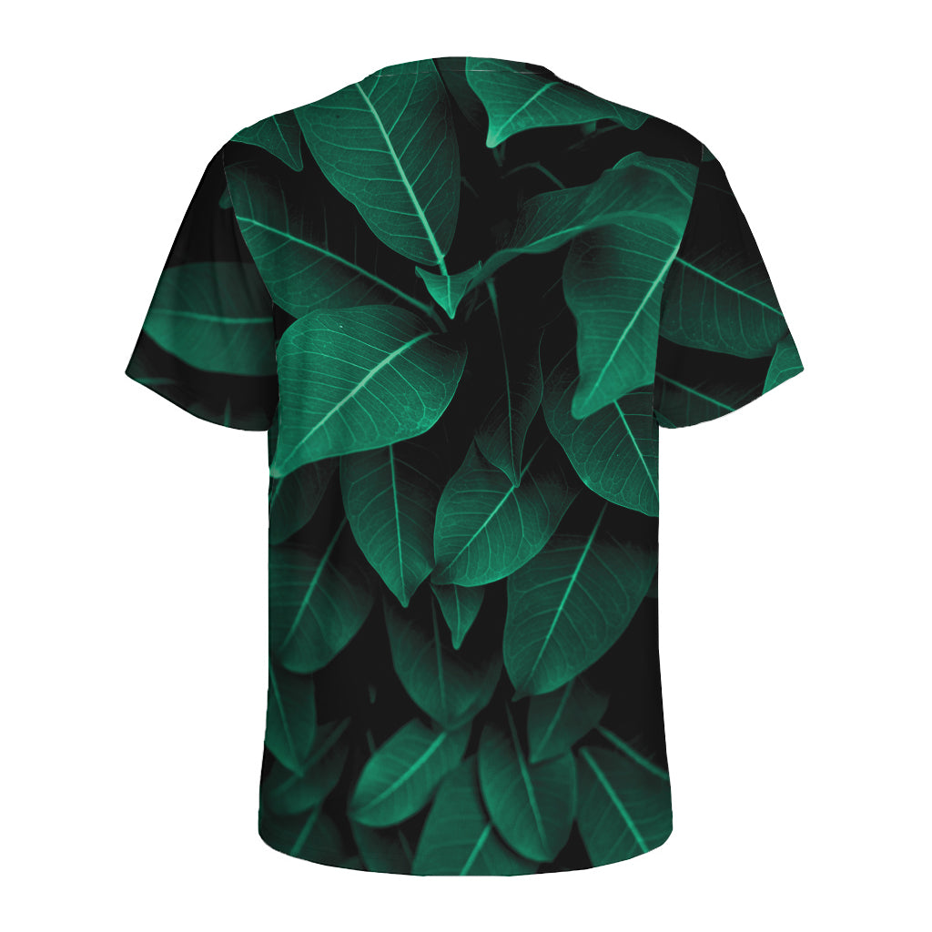 Natural Green Leaf Print Men's Sports T-Shirt
