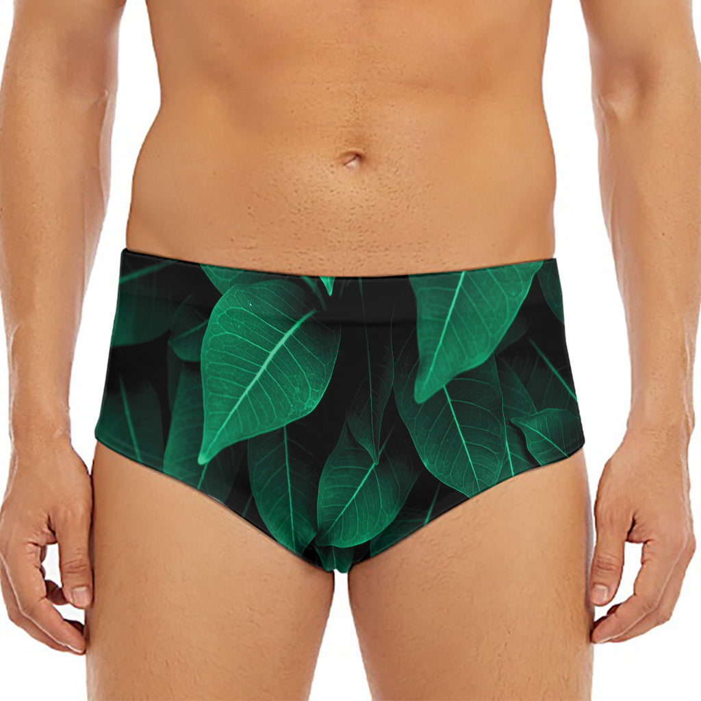 Natural Green Leaf Print Men's Triangle Swim Briefs