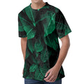 Natural Green Leaf Print Men's Velvet T-Shirt