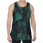 Natural Green Leaf Print Men's Velvet Tank Top