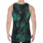 Natural Green Leaf Print Men's Velvet Tank Top