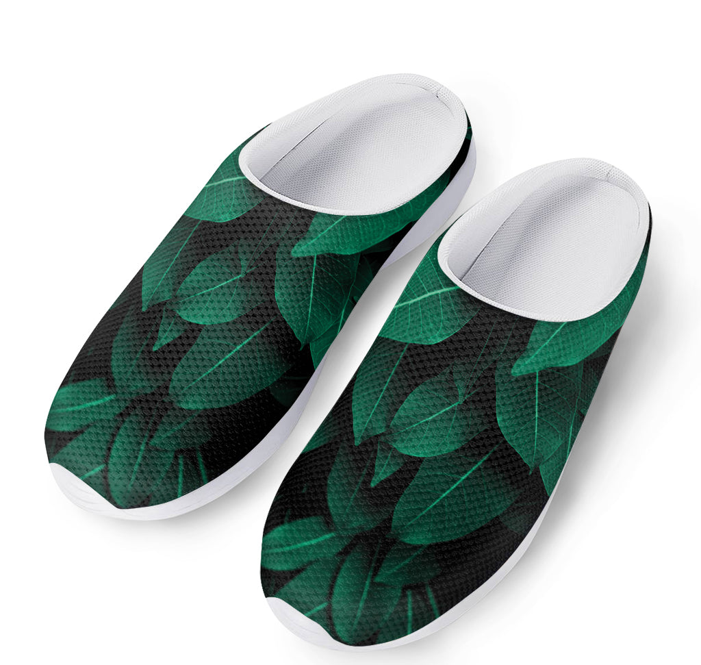 Natural Green Leaf Print Mesh Casual Shoes