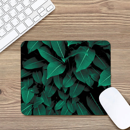 Natural Green Leaf Print Mouse Pad