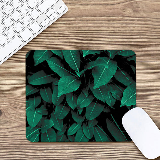 Natural Green Leaf Print Mouse Pad