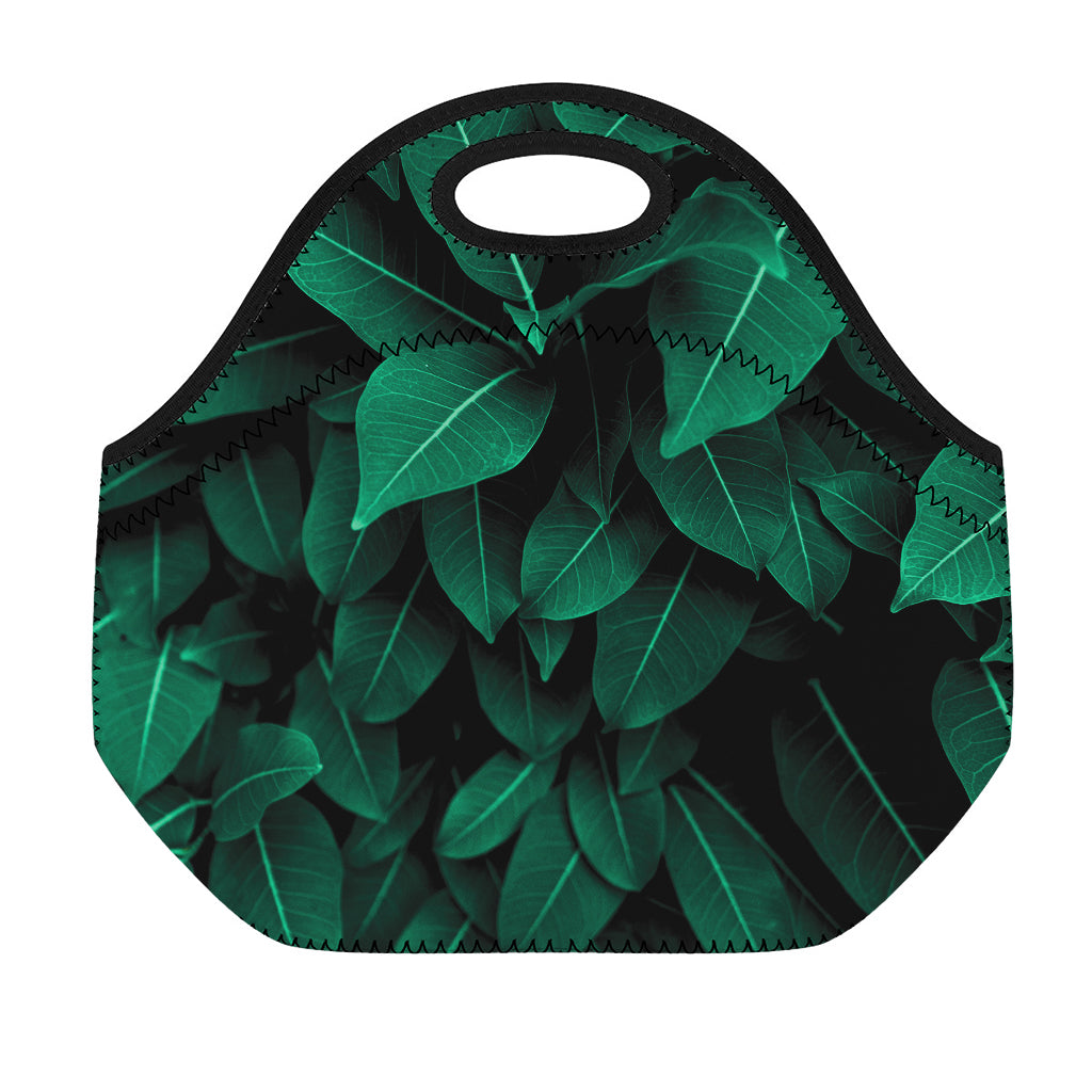 Natural Green Leaf Print Neoprene Lunch Bag